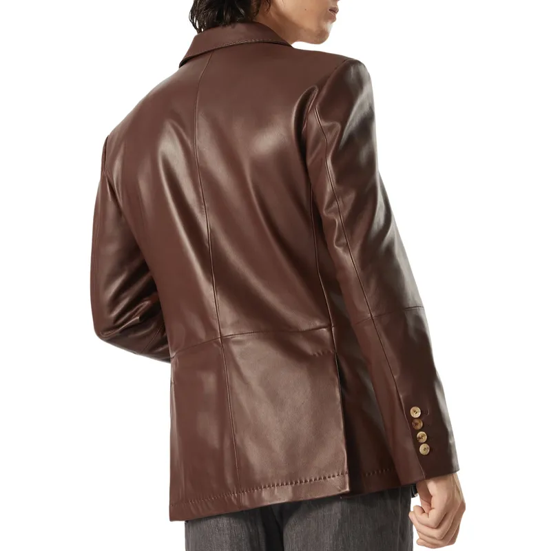 Men's Casual Lapel Two-button Leather Blazer 47701183F sold by Manly product image thumbnail 3