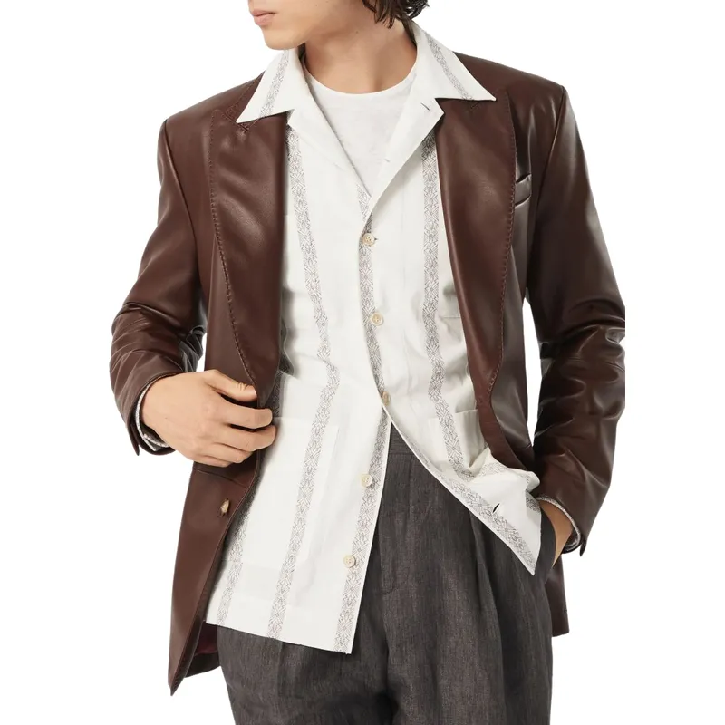 Men's Casual Lapel Two-button Leather Blazer 47701183F sold by Manly product image thumbnail 2