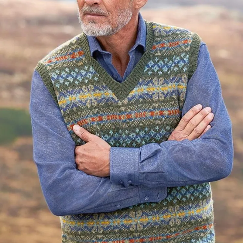 Men's Retro Geometric V-Neck Sleeveless Knit Vest 42116771Z sold by Manly product image thumbnail 3