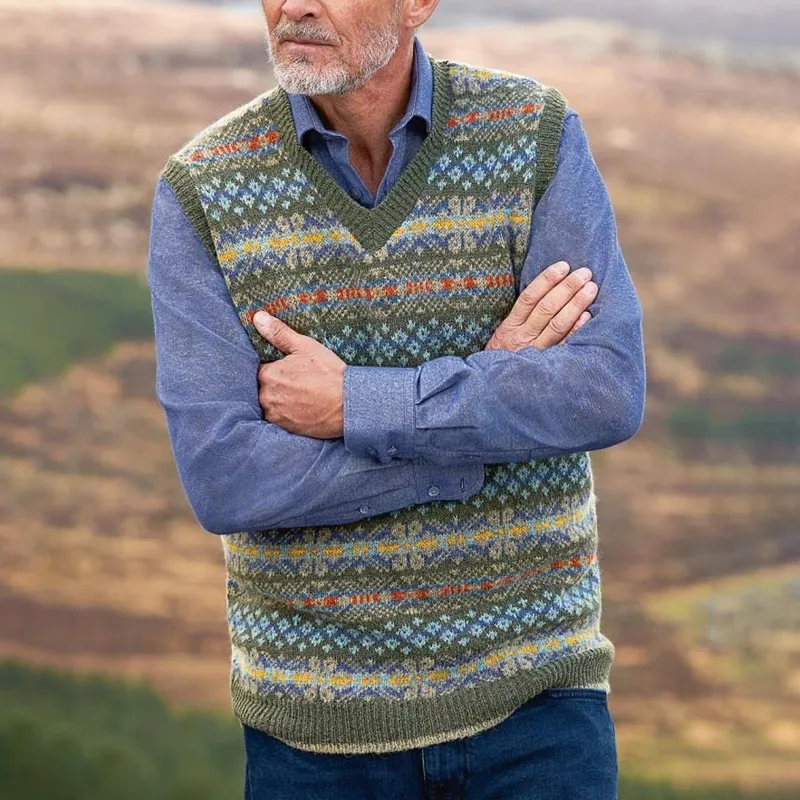 Men's Retro Geometric V-Neck Sleeveless Knit Vest 42116771Z sold by Manly product image thumbnail 2