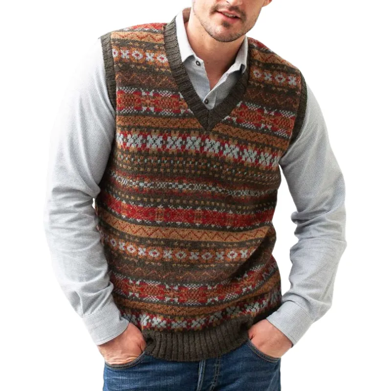 Men's Retro Geometric V-Neck Sleeveless Knit Vest 64342658Z sold by Manly