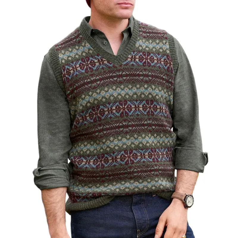 Men's Retro Geometric V-Neck Sleeveless Knit Vest 46050031Z sold by Manly
