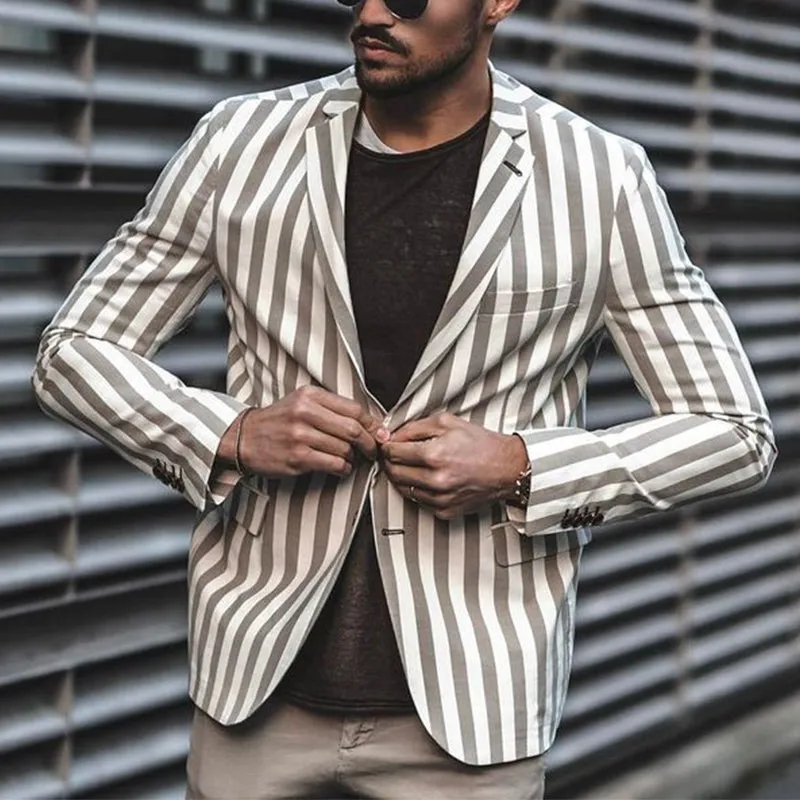 Men's Vintage Gray Vertical Stripe Two-button Blazer 41281909U sold by Manly product image thumbnail 2