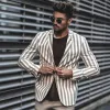 Men's Vintage Gray Vertical Stripe Two-button Blazer 41281909U sold by Manly