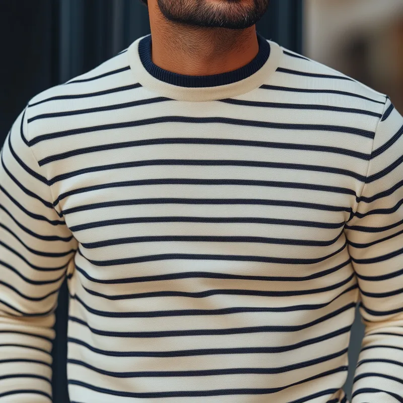 Men's Fashion Striped Round Neck Long Sleeve Knit Sweater 95429757Z sold by Manly product image thumbnail 3