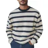 Men's Fashion Striped Round Neck Long Sleeve Knit Sweater 37722392Z sold by Manly