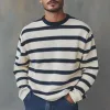 Men's Fashion Striped Round Neck Long Sleeve Knit Sweater 37722392Z sold by Manly