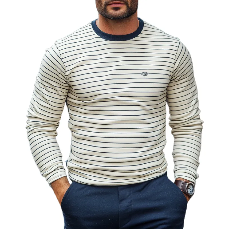 Men's Fashion Striped Round Neck Long Sleeve T-shirt 67254268Z sold by Manly