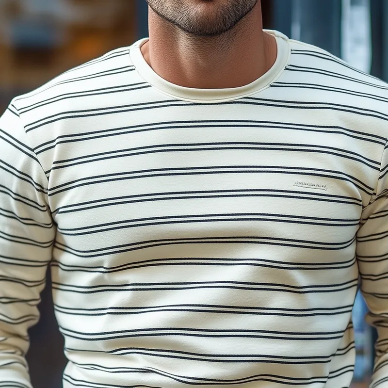 Men's Fashion Striped Round Neck Long Sleeve T-shirt 92167780Z sold by Manly product image thumbnail 3