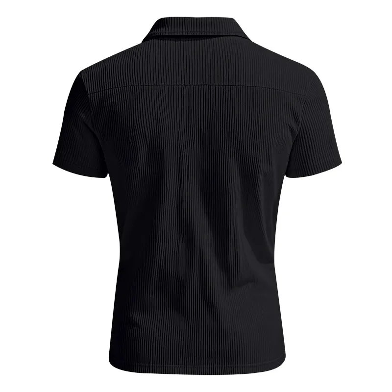 Men's Fashion Solid Striped Lapel Short Sleeve Polo Shirt 09237162Z sold by Manly product image thumbnail 4