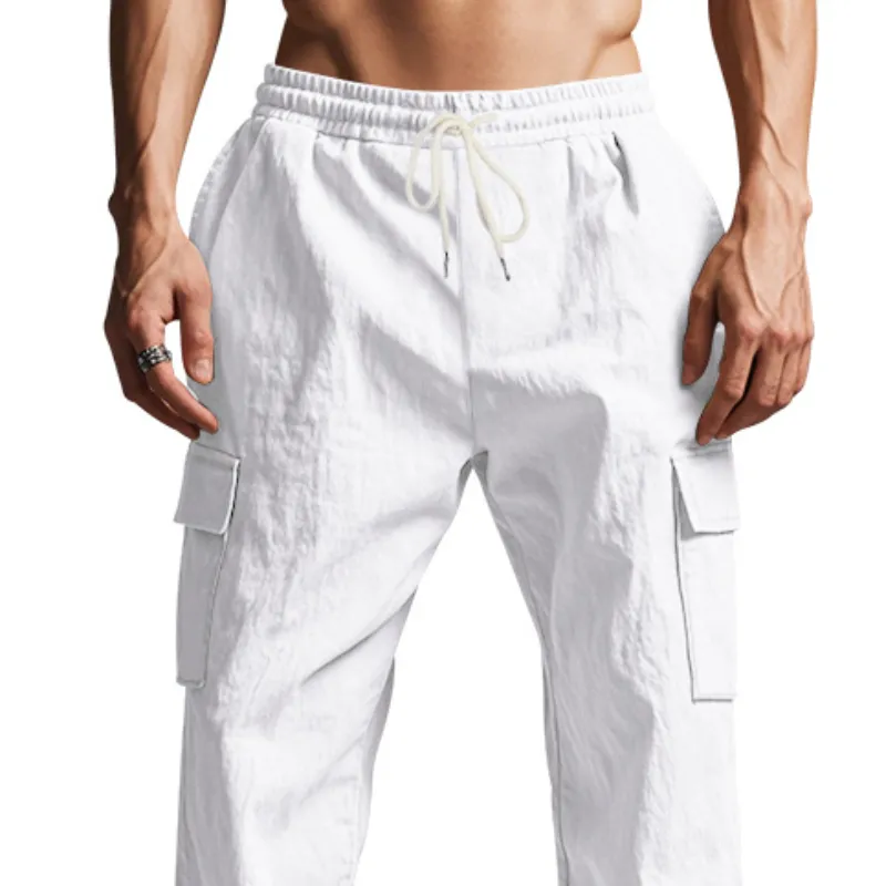 Men's Casual Loose Multi-Pocket Linen Pants 45026572K sold by Manly product image thumbnail 2