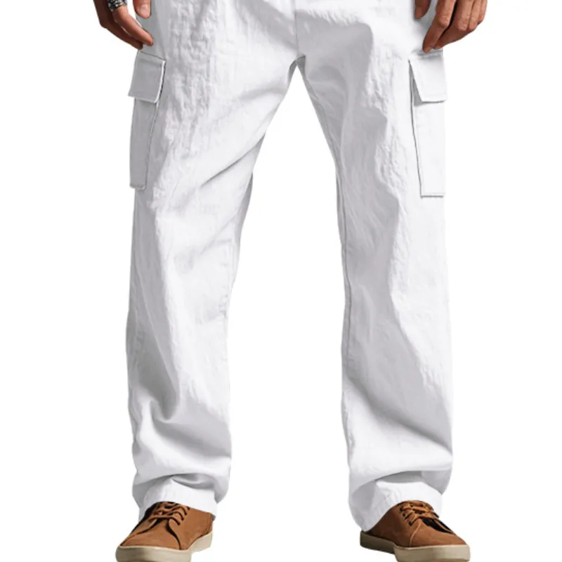 Men's Casual Loose Multi-Pocket Linen Pants 45026572K sold by Manly product image thumbnail 3