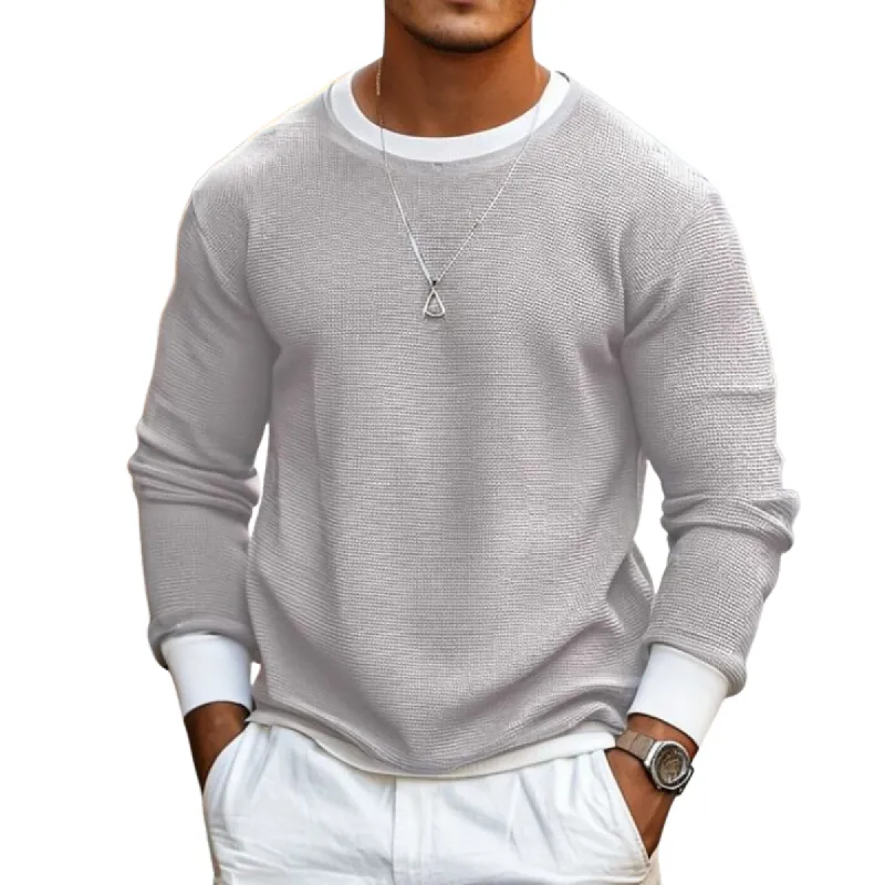 Men's Classic Casual Crew Neck Waffle Sweatshirt 28525341K sold by Manly
