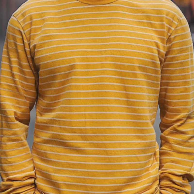 Men's Loose Striped Round Neck Long Sleeve T-Shirt 58338313F sold by Manly product image thumbnail 3