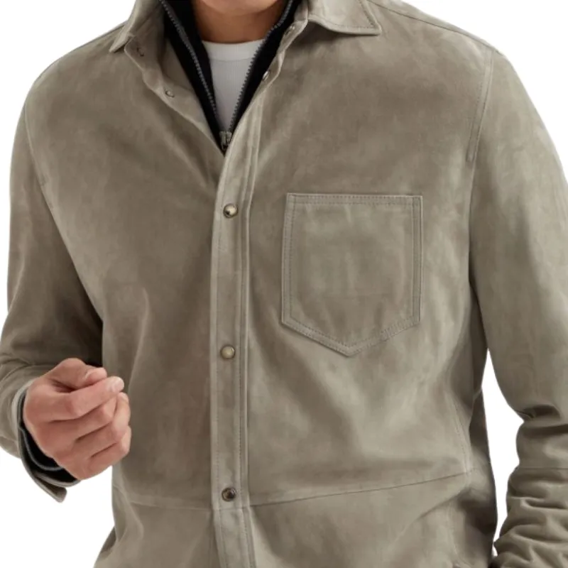 Men's Casual Classic Suede Lapel Long Sleeve Shirt 52232023F sold by Manly product image thumbnail 2