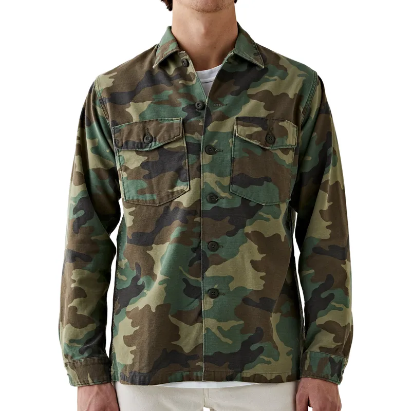 Men's Casual Versatile Camouflage Lapel Long Sleeve Shirt 64115117F sold by Manly