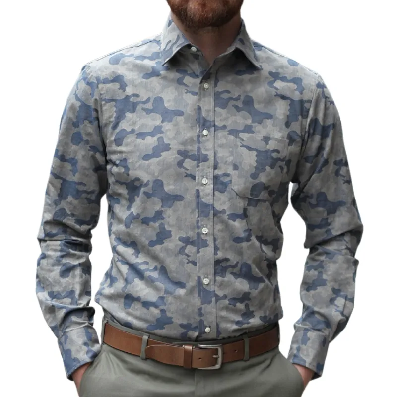 Men's Casual Classic Camouflage Lapel Long Sleeve Shirt 03033366F sold by Manly