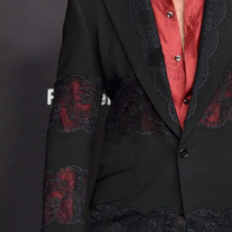 Men's Stylish Retro Lace Patchwork Slim-fit Blazer 32386439K sold by Manly product image thumbnail 4