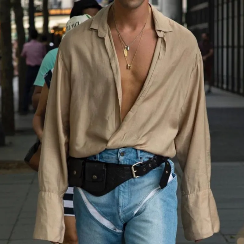 Men's Fashionable Casual Loose Silk Cotton Long Sleeve Shirt 26761398K sold by Manly product image thumbnail 2