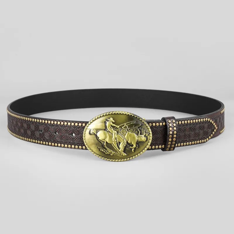 Men's Vintage Western Cowboy Rivet Leather Belt 11766039Y sold by Manly product image thumbnail 3