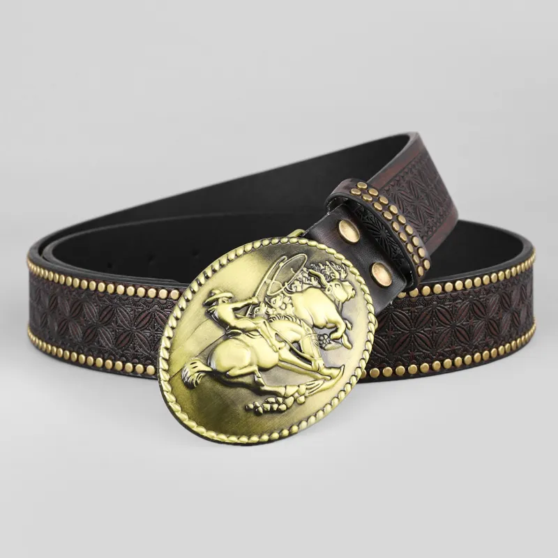 Men's Vintage Western Cowboy Rivet Leather Belt 11766039Y sold by Manly product image thumbnail 2