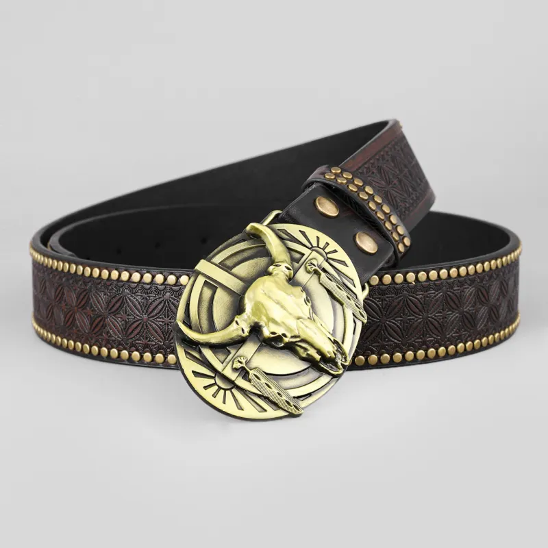 Men's Vintage Western Cowboy Rivet Leather Belt 46281151Y sold by Manly product image thumbnail 3