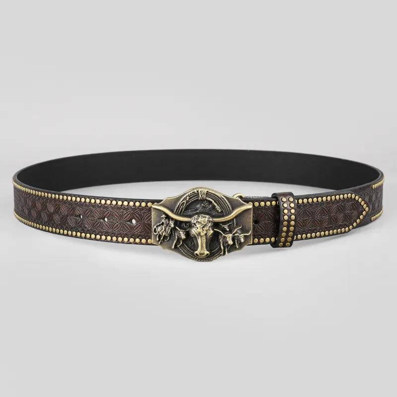 Men's Vintage Western Cowboy Rivet Leather Belt 82719188Y sold by Manly product image thumbnail 3
