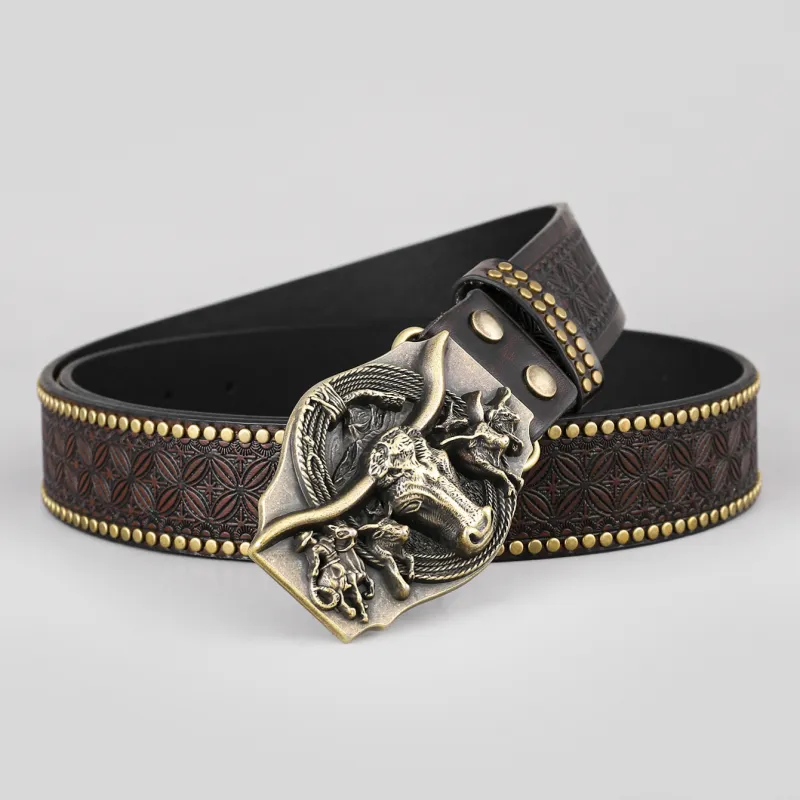 Men's Vintage Western Cowboy Rivet Leather Belt 82719188Y sold by Manly product image thumbnail 4
