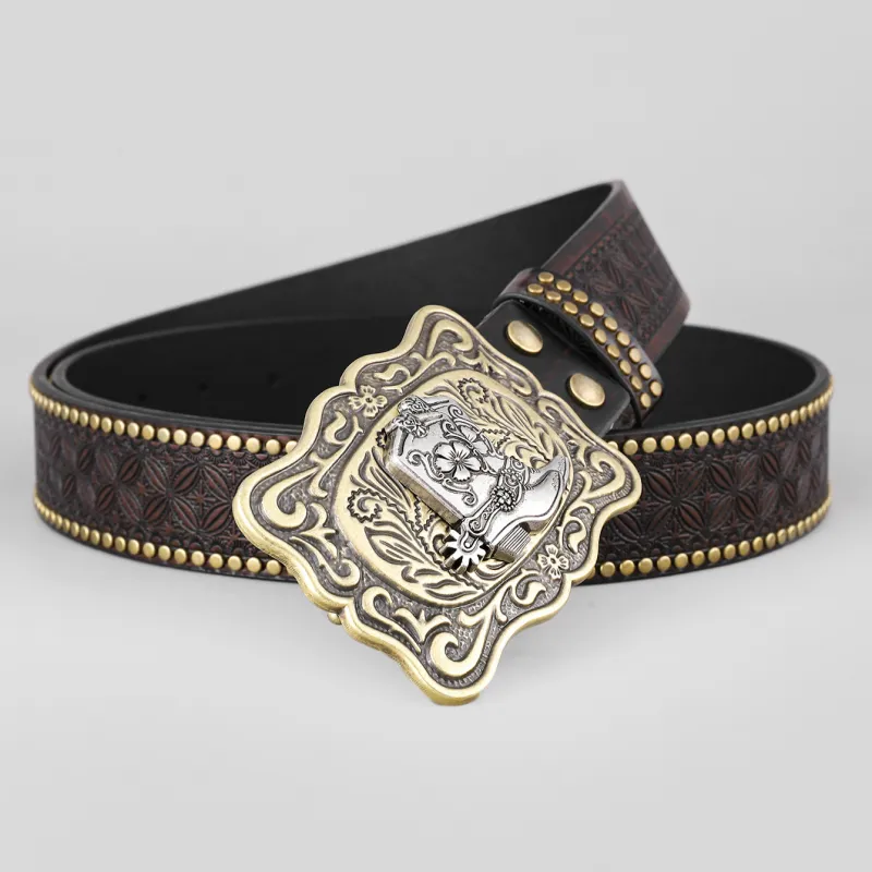 Men's Vintage Western Cowboy Rivet Leather Belt 75134237Y sold by Manly product image thumbnail 2