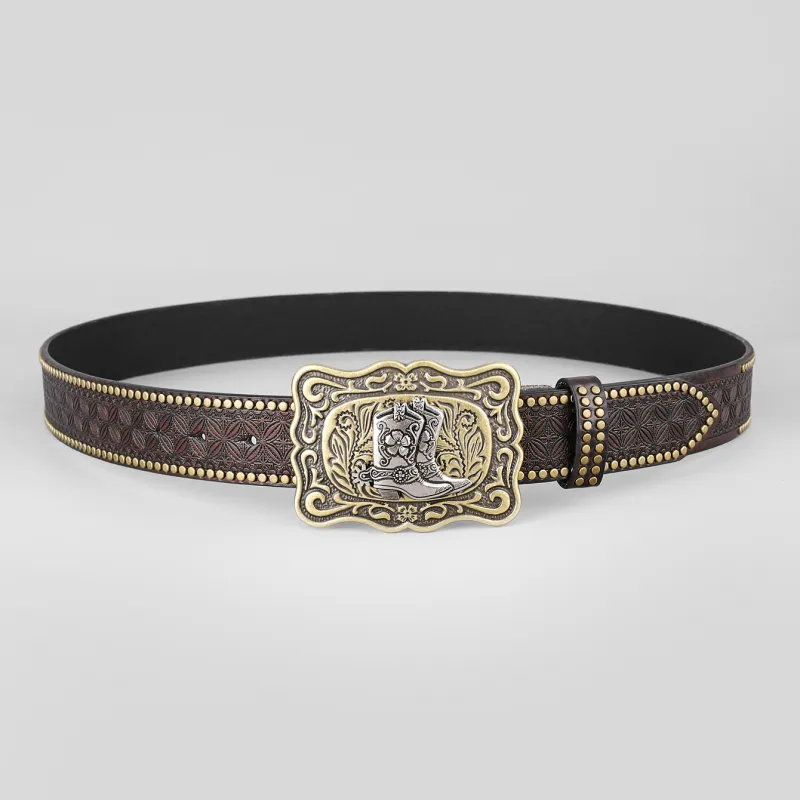 Men's Vintage Western Cowboy Rivet Leather Belt 75134237Y sold by Manly product image thumbnail 3