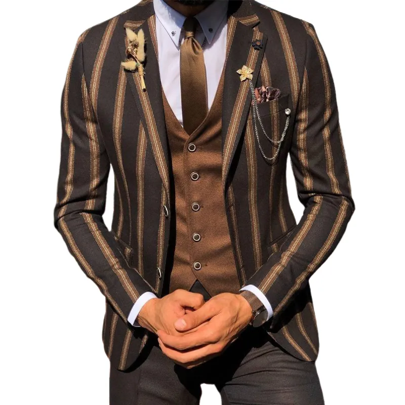 Men's Vintage Brown Vertical Stripe Blazer (excluding Collar Accessories) 56945066U sold by Manly