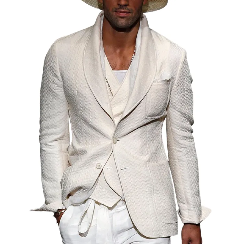 Men's Vintage White Lapel Two Button Blazer 94535425U sold by Manly