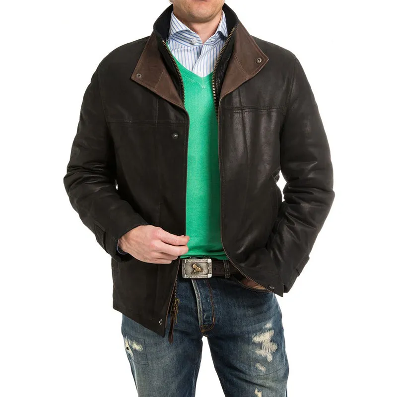Men's Vintage Leather Stitching Stand Collar Leather Jacket 07874584U sold by Manly product image thumbnail 2