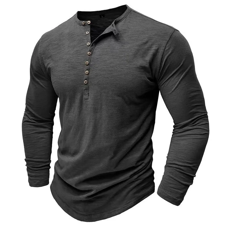 Men's Casual Skin-friendly Dark Gray Long-sleeved T-shirt 72467955U sold by Manly product image thumbnail 3