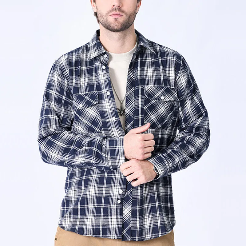 Men's Casual Navy Plaid Long Sleeve Shirt 58382604U sold by Manly product image thumbnail 2