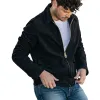 Men's Vintage Black Suede Lapel Zip-Up Jacket 76227740U sold by Manly