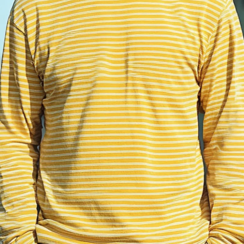 Men's Loose Striped Round Neck Long Sleeve T-Shirt 17625668F sold by Manly product image thumbnail 3