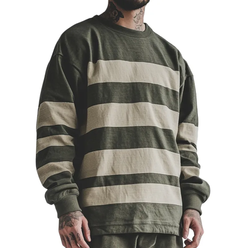 Men's Retro Casual Striped Crew Neck Sweatshirt 90690692TO sold by Manly