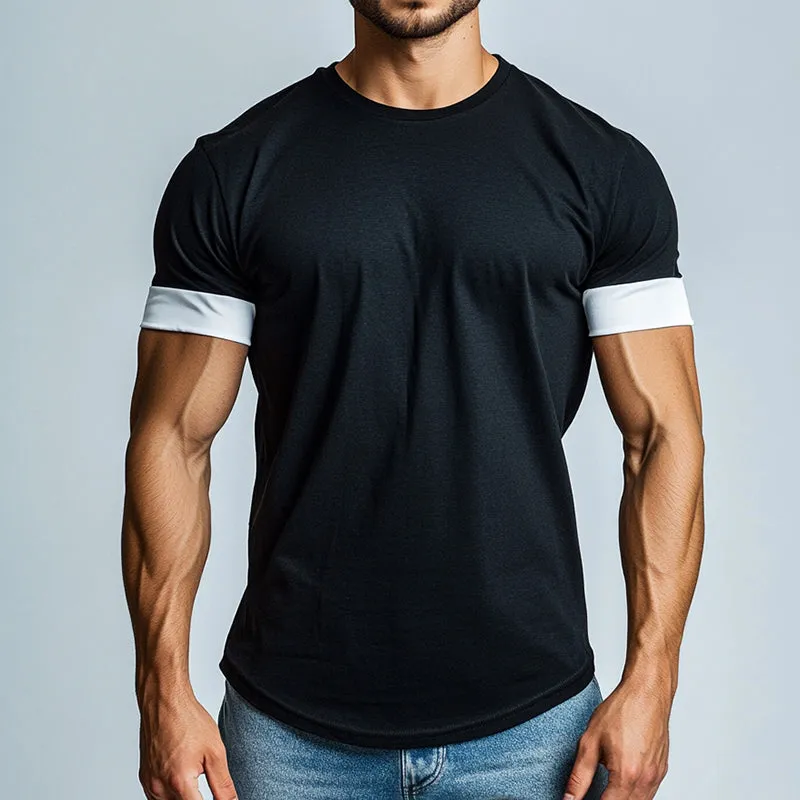 Men's Retro Casual Stitching Round Neck Short Sleeve T-Shirt 36298411TO sold by Manly product image thumbnail 2