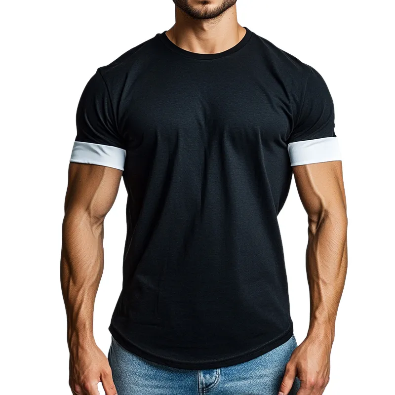 Men's Retro Casual Stitching Round Neck Short Sleeve T-Shirt 36298411TO sold by Manly