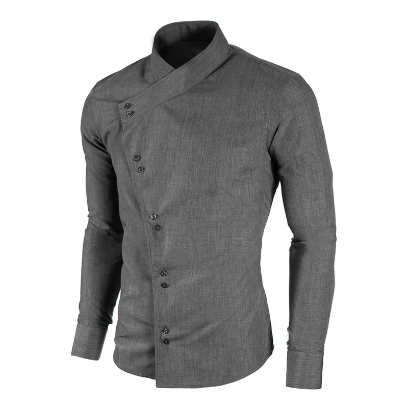 Men's Vintage Casual Linen Stand Collar Long Sleeve Shirt 90114579TO sold by Manly product image thumbnail 2