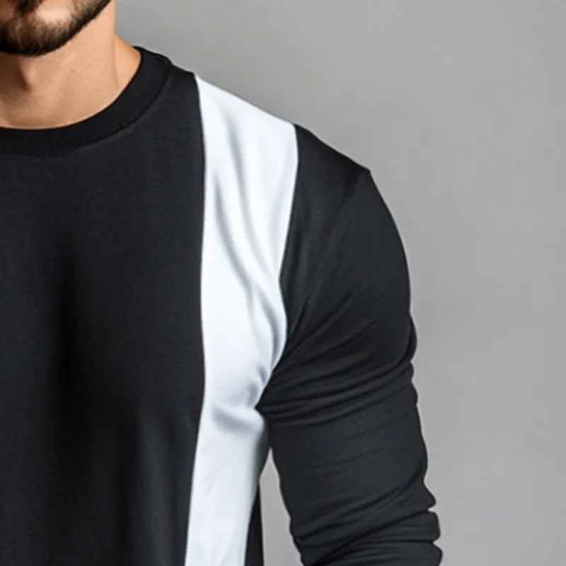 Men's Retro Casual Stitching Round Neck Long Sleeve T-Shirt 62079252TO sold by Manly product image thumbnail 3