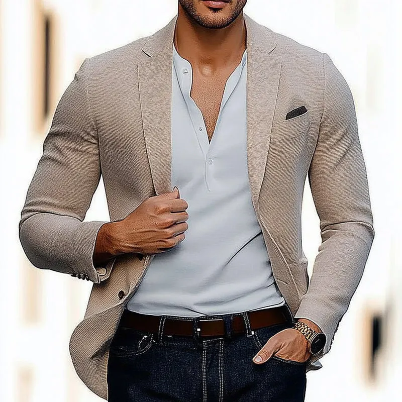 Men's Solid Color Casual Button Blazer 80524994X sold by Manly product image thumbnail 2