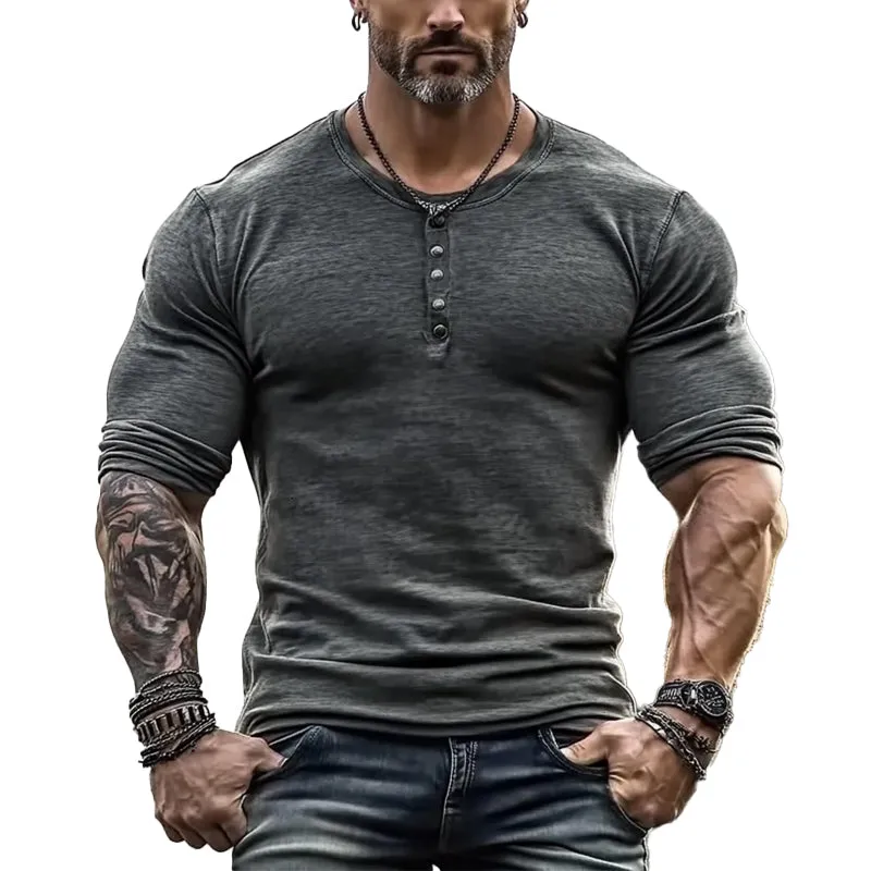 Men's Vintage Henley Long Sleeve T-Shirt 48055440X sold by Manly