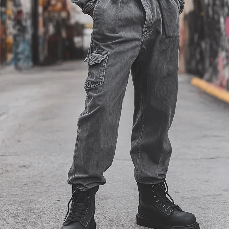 Men's Fashion Denim Long Sleeve Multi-pocket Cargo Jumpsuit 05946628Z sold by Manly product image thumbnail 4