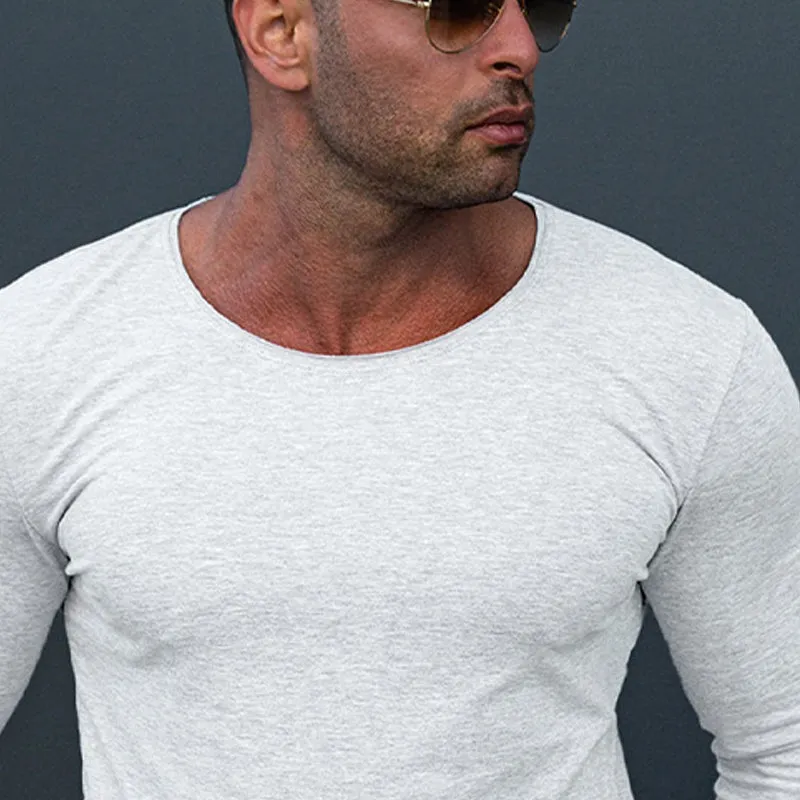 Men's Solid Color Round Neck Long Sleeve T-shirt 82838953X sold by Manly product image thumbnail 4