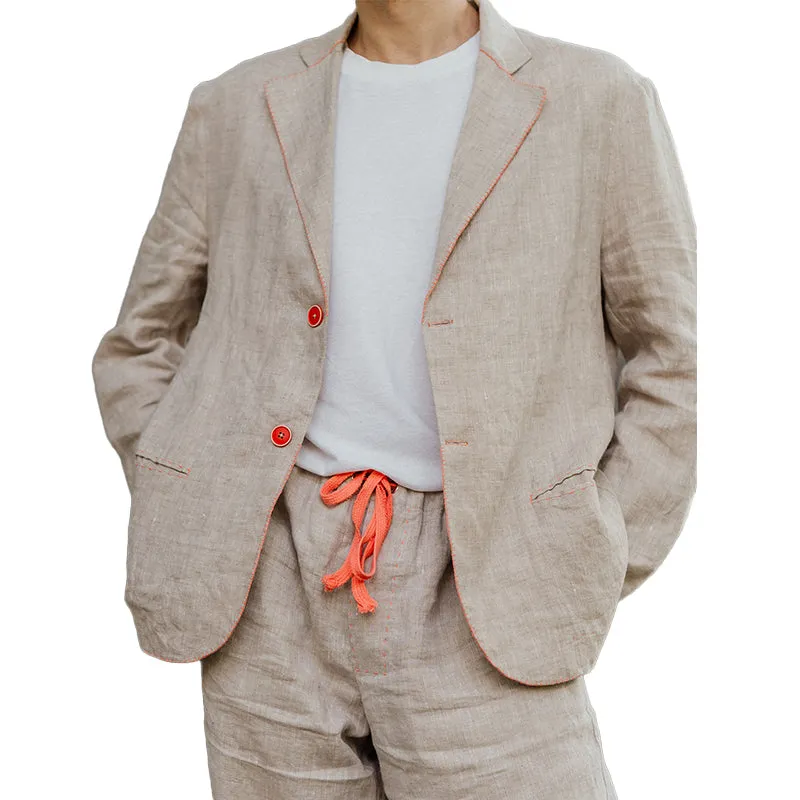 Men's Cotton and Linen Contrast Blazer 95841663X sold by Manly