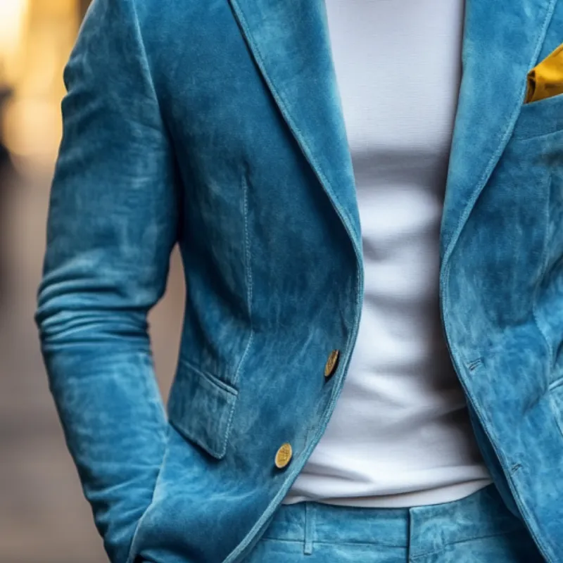 Men's Fashion Suede Single-Breasted Peak Collar Blazer 32574615Y sold by Manly product image thumbnail 2