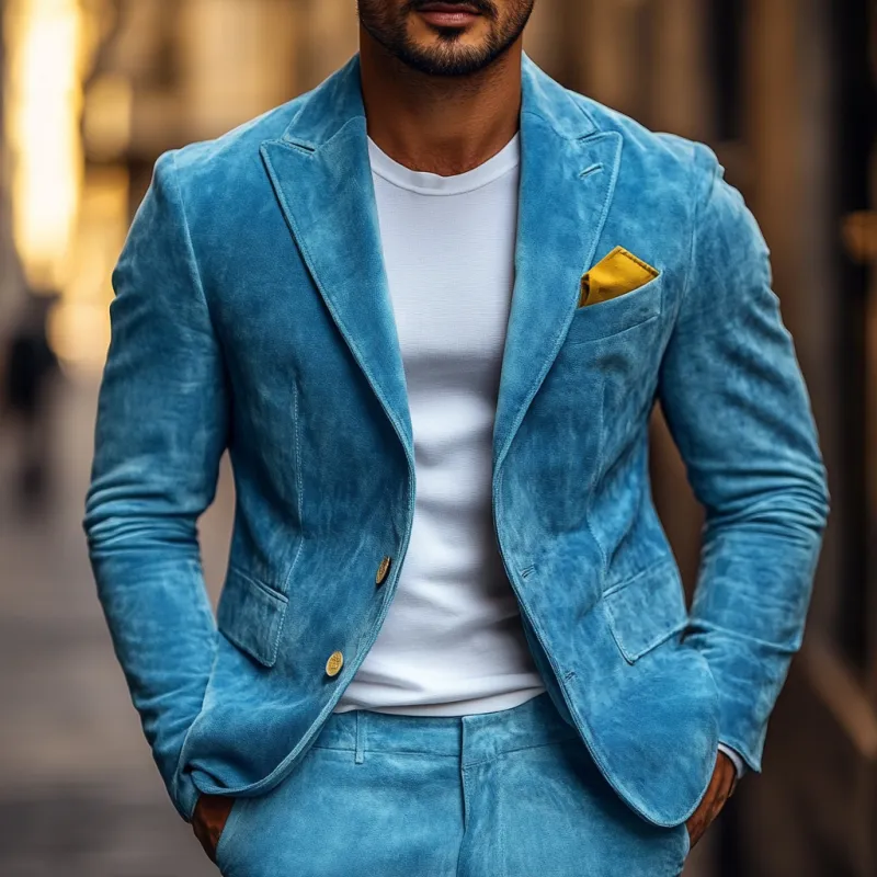 Men's Fashion Suede Single-Breasted Peak Collar Blazer 32574615Y sold by Manly product image thumbnail 3