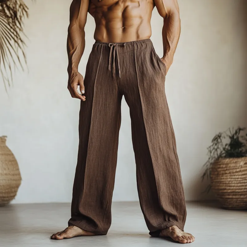 Men's Fashion Cotton And Linen Drawstring Straight Pants 92331013Y sold by Manly product image thumbnail 3